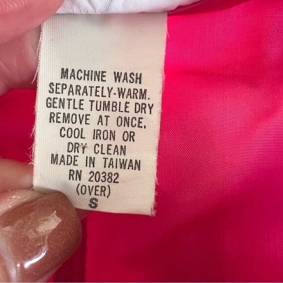 Vintage Aqua~Sheen Pink Nylon windbreaker ☔️ snap closure ☔️ lightweight - Picture 3 of 13